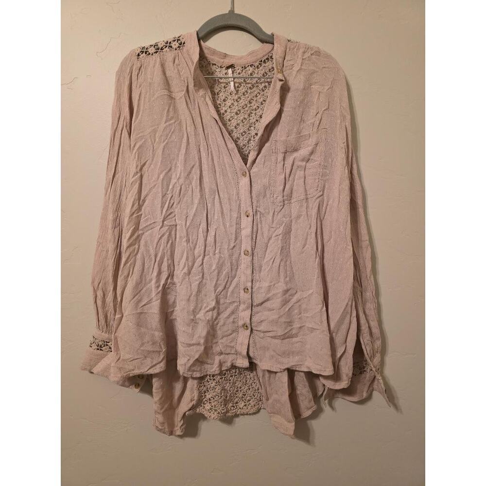 ✨ Free People Boho Lace Button-Up Blouse | S ✨